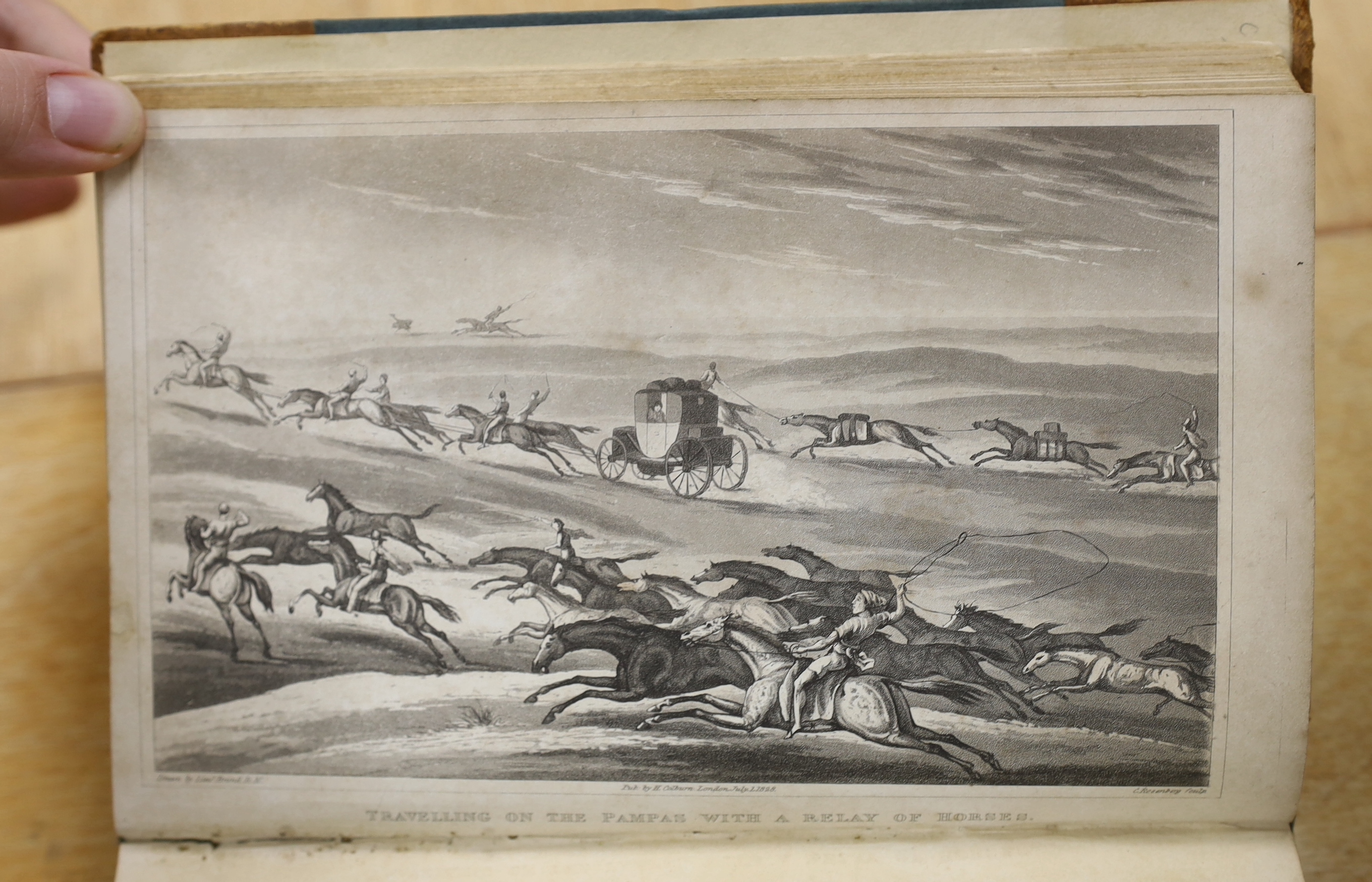 Brand, Lieut. Charles - Journal of a Voyage to Peru: a passage across the Cordillera of the Andes....and a Journey across the Pampas. 4 aquatint plates; later 19th cent. half leather and cloth, gilt decorated and panelle